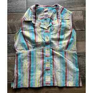 OILILY Women’s Size 36 Striped Sleeveless Button Down Blouse